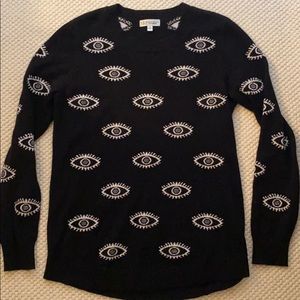 Neiman Marcus 100% Cashmere Evil Eye Sweater
